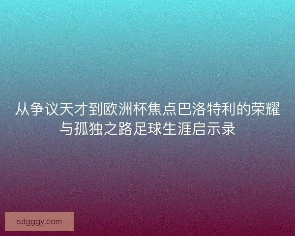 从争议天才到欧洲杯焦点巴洛特利的荣耀与孤独之路足球生涯启示录